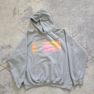 Lonely Ghost I LOVE YOU SAY IT BACK Hoodie XL Gray  Pastel Rainbow Patch Unisex
